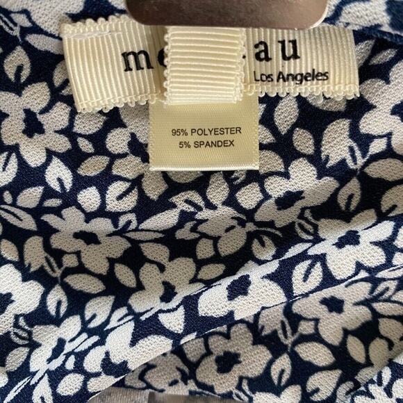 Monteau Dress Womens Small Blue Floral Criss Cross V Neck Stretch Short Sleeve - Picture 14 of 15